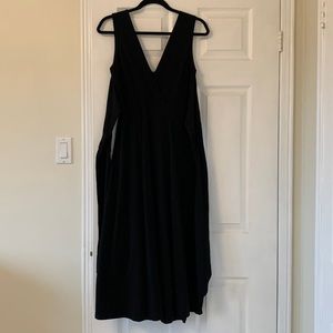 Massimo Dutti deep V neck black dress ALine